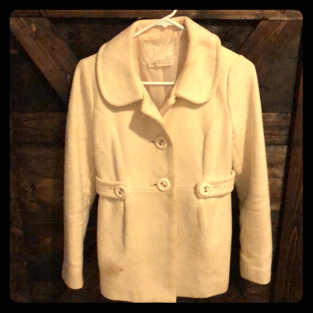 Cream colored Forever 21 3 button coat